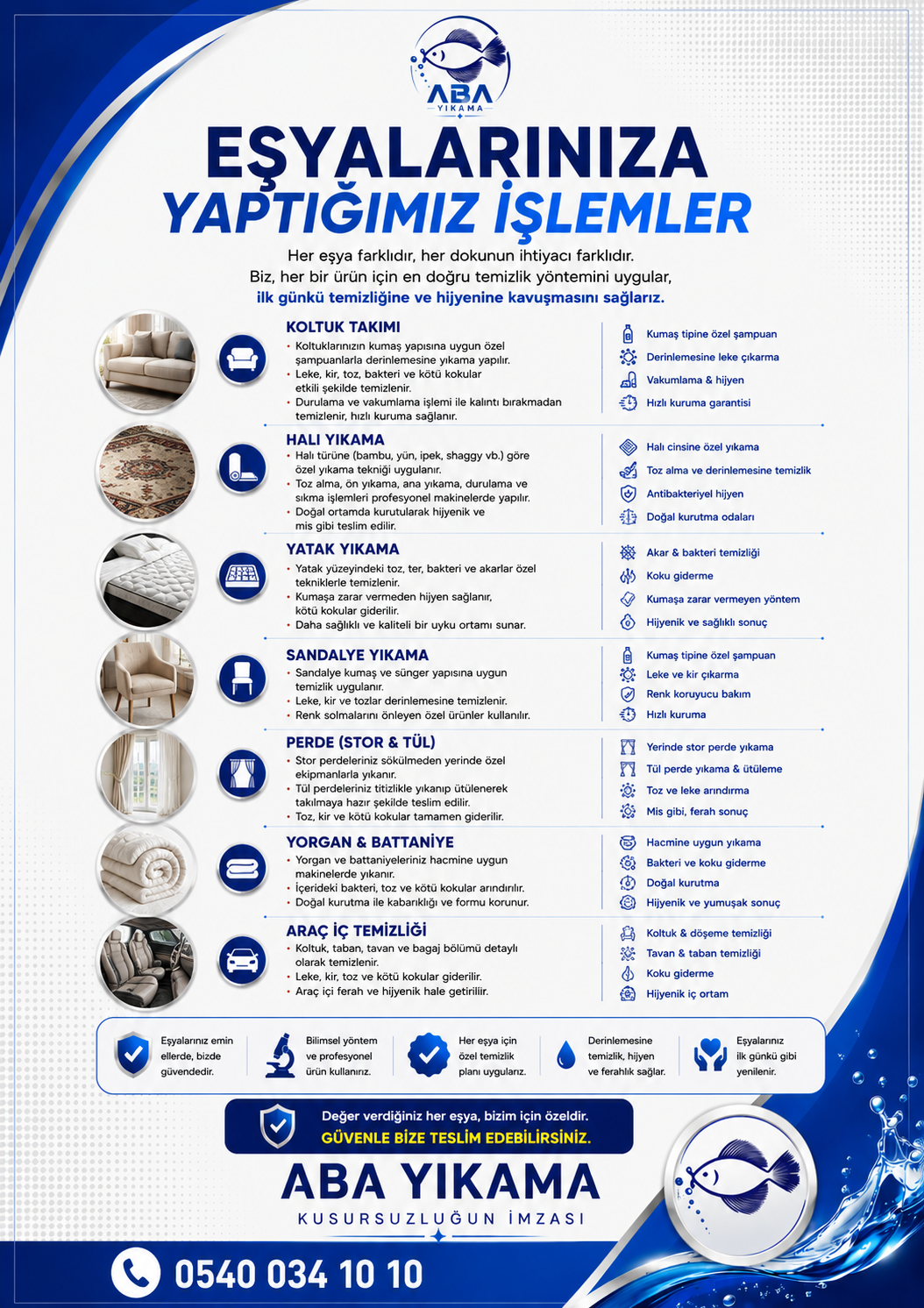 ABA Yıkama - Eşyalarınıza Yaptığımız İşlemler